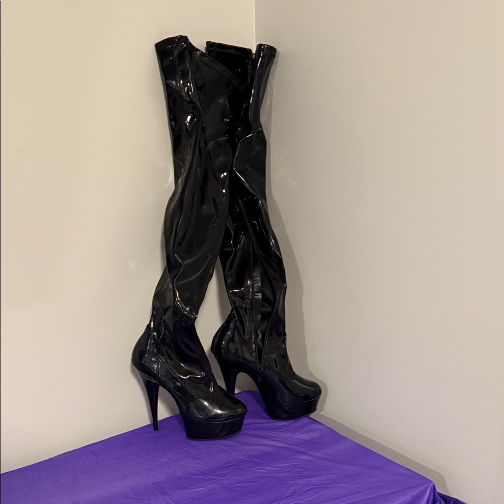 Black Over-the-Knee High Heel Boots